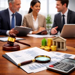 professional auditing services business meeting and financial analysis concept